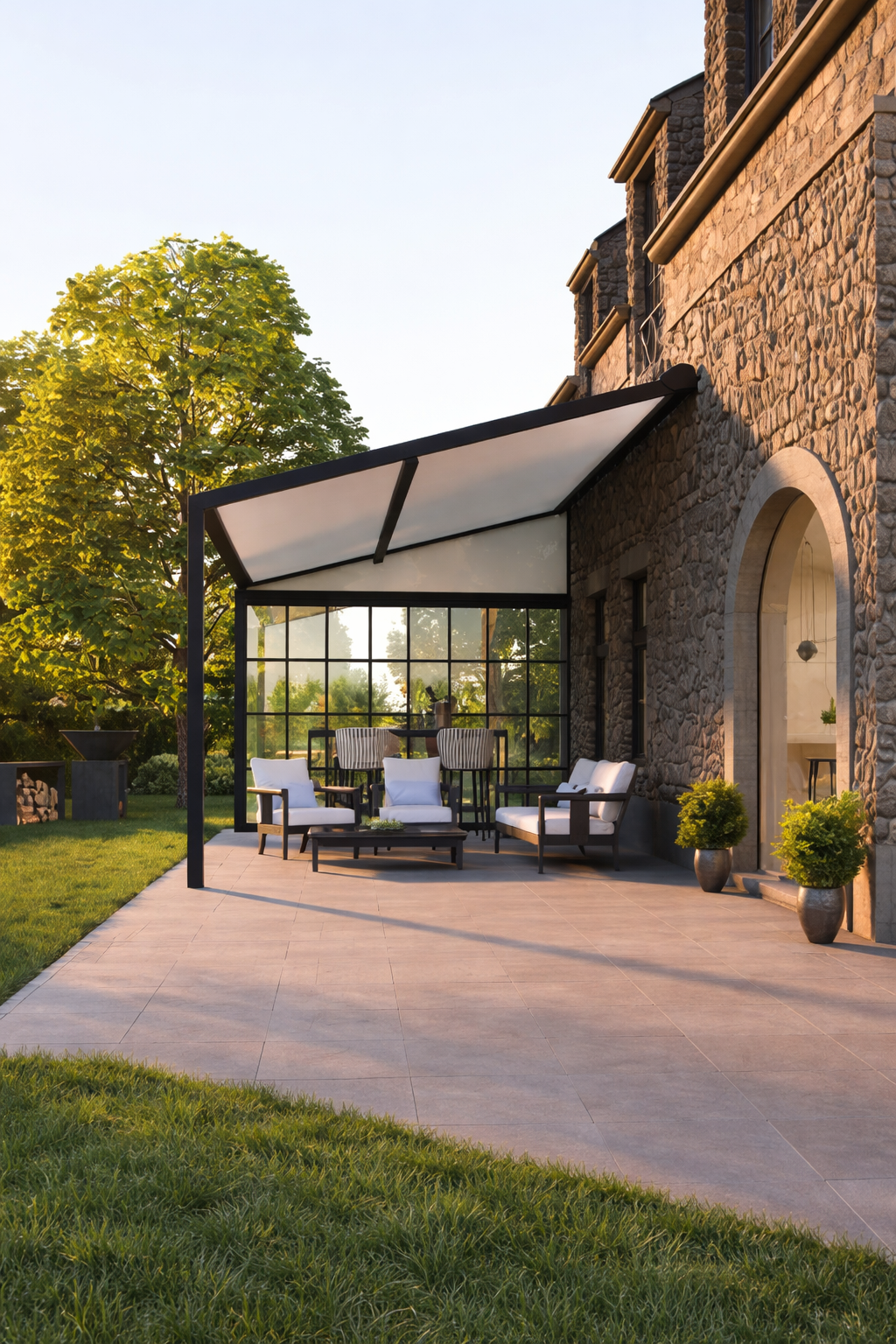 portrait pergola met doek