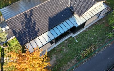 Realisaties 1 Glazen terrasoverkapping van 26 meter