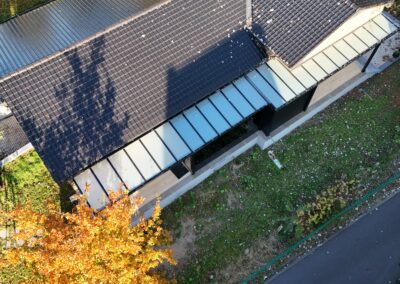 Glazen terrasoverkapping van 26 meter op maat